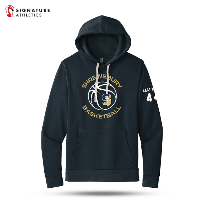Shrewsbury Basketball Men's Next Level Apparel Adult Santa Barbara Midnight Navy Pullover Hoodie Number and Name Signature Lacrosse