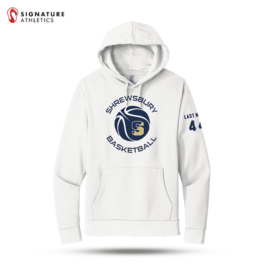 Shrewsbury Basketball Men's Next Level Apparel Adult Santa Barbara White Pullover Hoodie Number and Name Signature Lacrosse