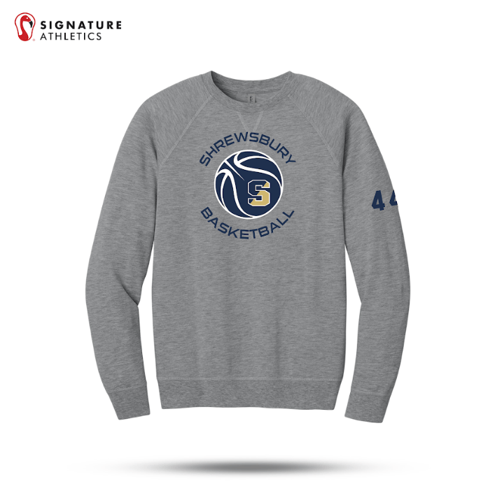 Shrewsbury Basketball Men's Next Level Apparel Laguna Raglan Heather Grey Sweatshirt Number Signature Lacrosse