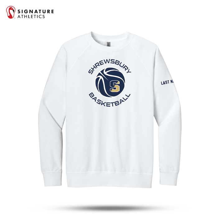 Shrewsbury Basketball Men's Next Level Apparel Laguna Raglan White Sweatshirt Name Signature Lacrosse
