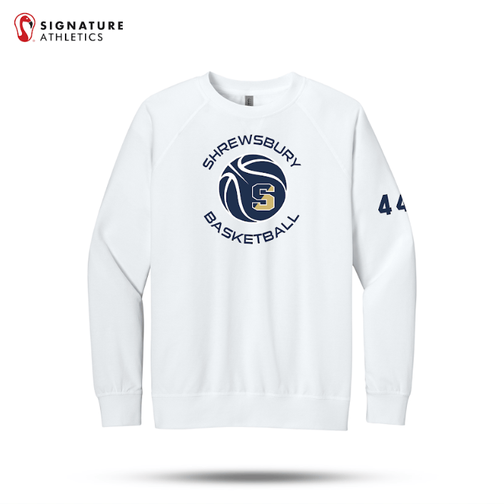 Shrewsbury Basketball Men's Next Level Apparel Laguna Raglan White Sweatshirt Number Signature Lacrosse
