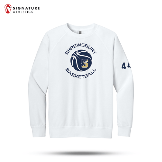 Shrewsbury Basketball Men's Next Level Apparel Laguna Raglan White Sweatshirt Number Signature Lacrosse