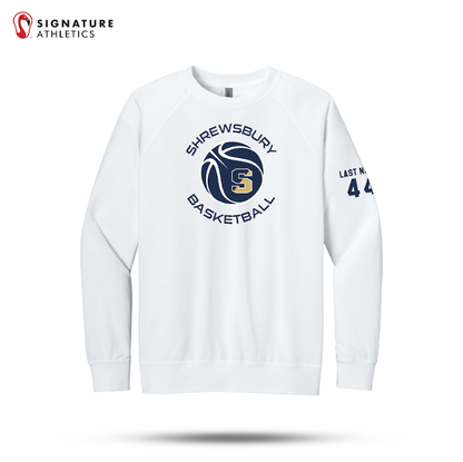 Shrewsbury Basketball Men's Next Level Apparel Laguna Raglan White Sweatshirt Number and Name Signature Lacrosse