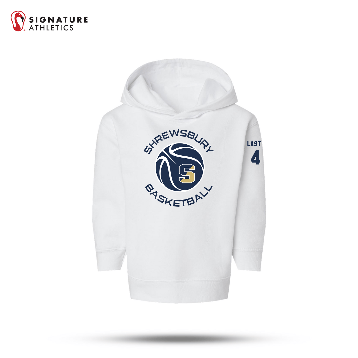 Shrewsbury Basketball Men's Rabbit Skins Toddler Navy Pullover Fleece Hoodie Number & Name: Shrewsbury Basketball Signature Lacrosse