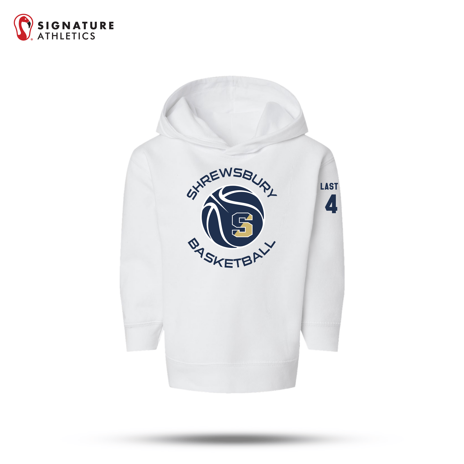 Shrewsbury Basketball Men's Rabbit Skins Toddler Navy Pullover Fleece Hoodie Number & Name: Shrewsbury Basketball Signature Lacrosse