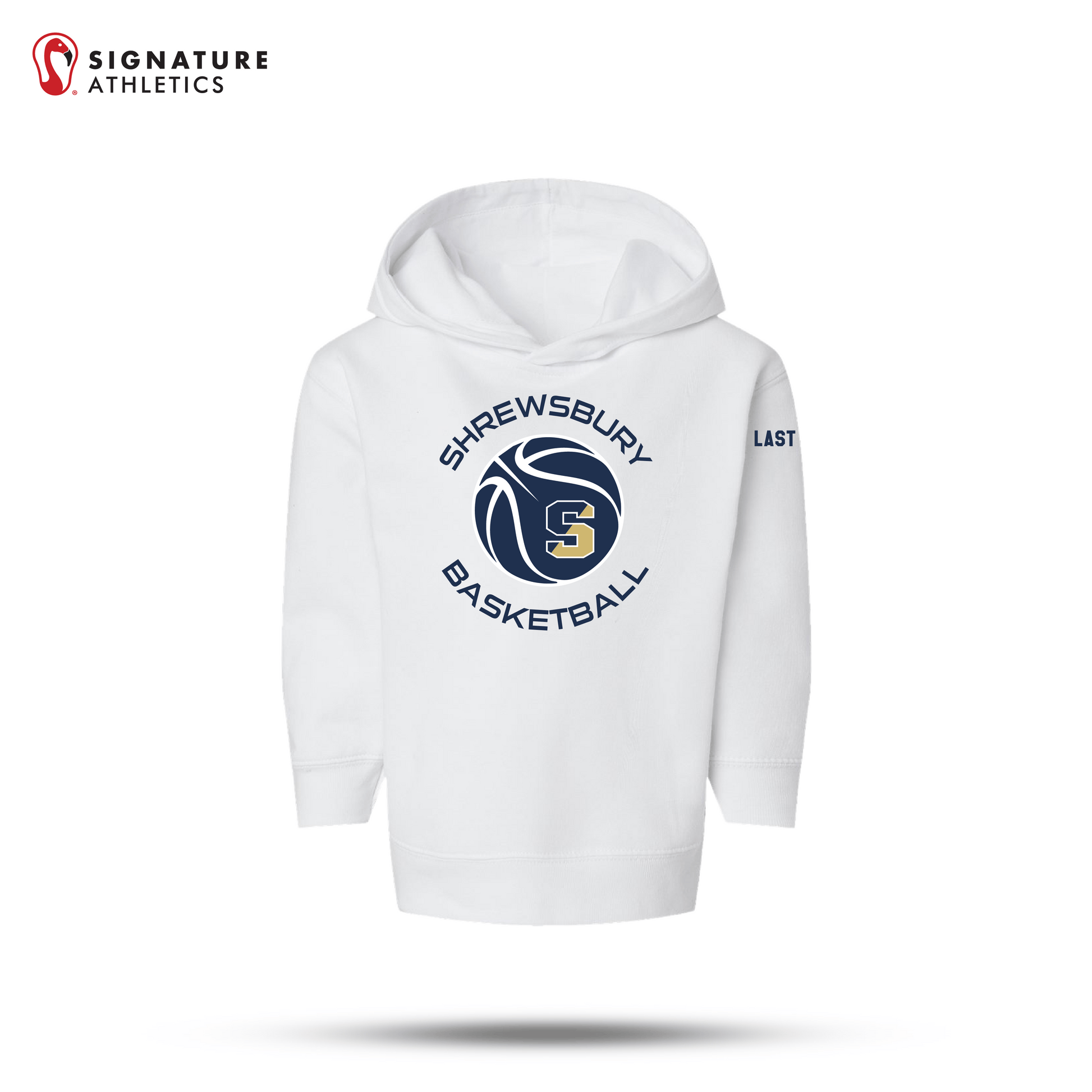 Shrewsbury Basketball Men's Rabbit Skins Toddler White Pullover Fleece Hoodie Name Signature Lacrosse