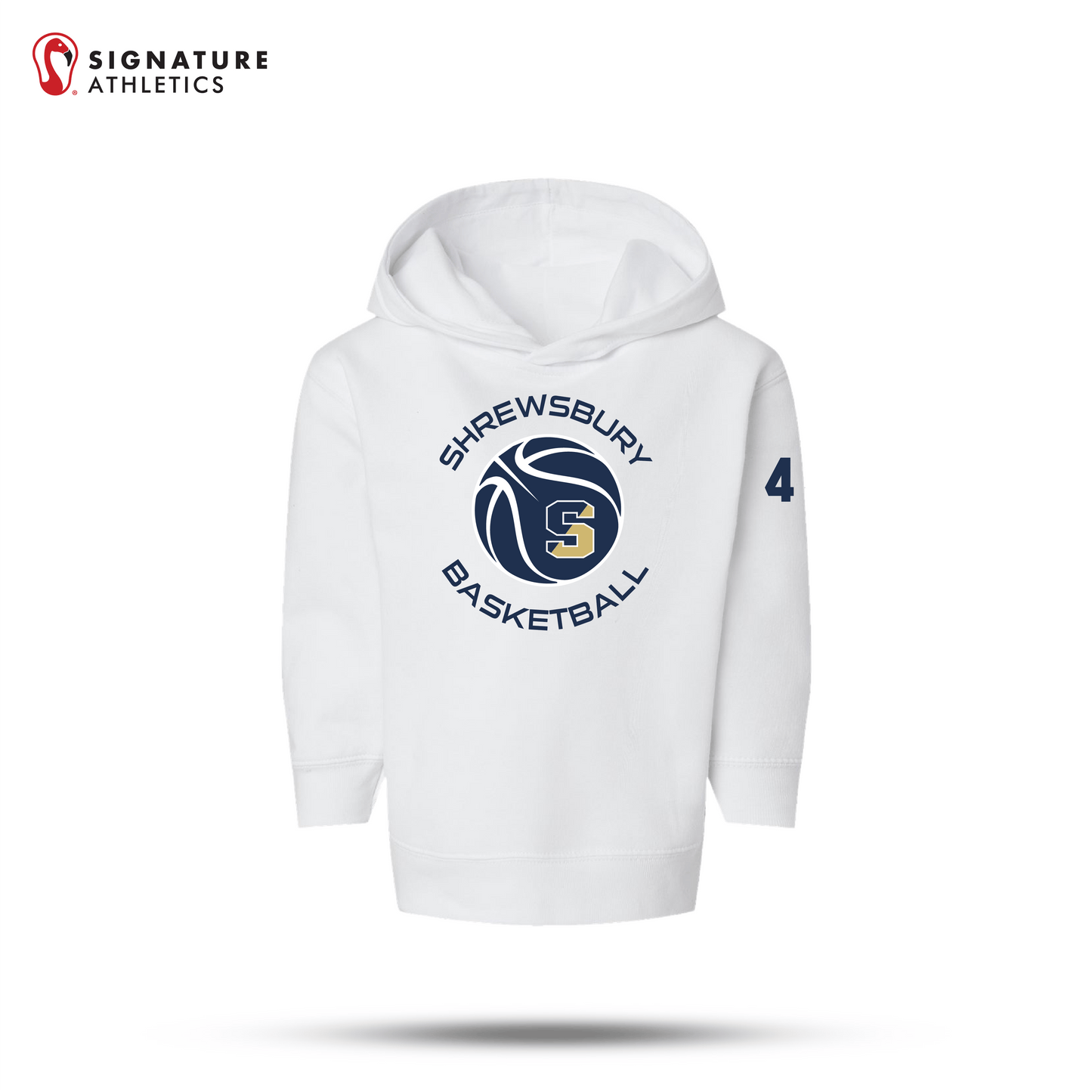 Shrewsbury Basketball Men's Rabbit Skins Toddler White Pullover Fleece Hoodie Number: Shrewsbury Basketball Signature Lacrosse