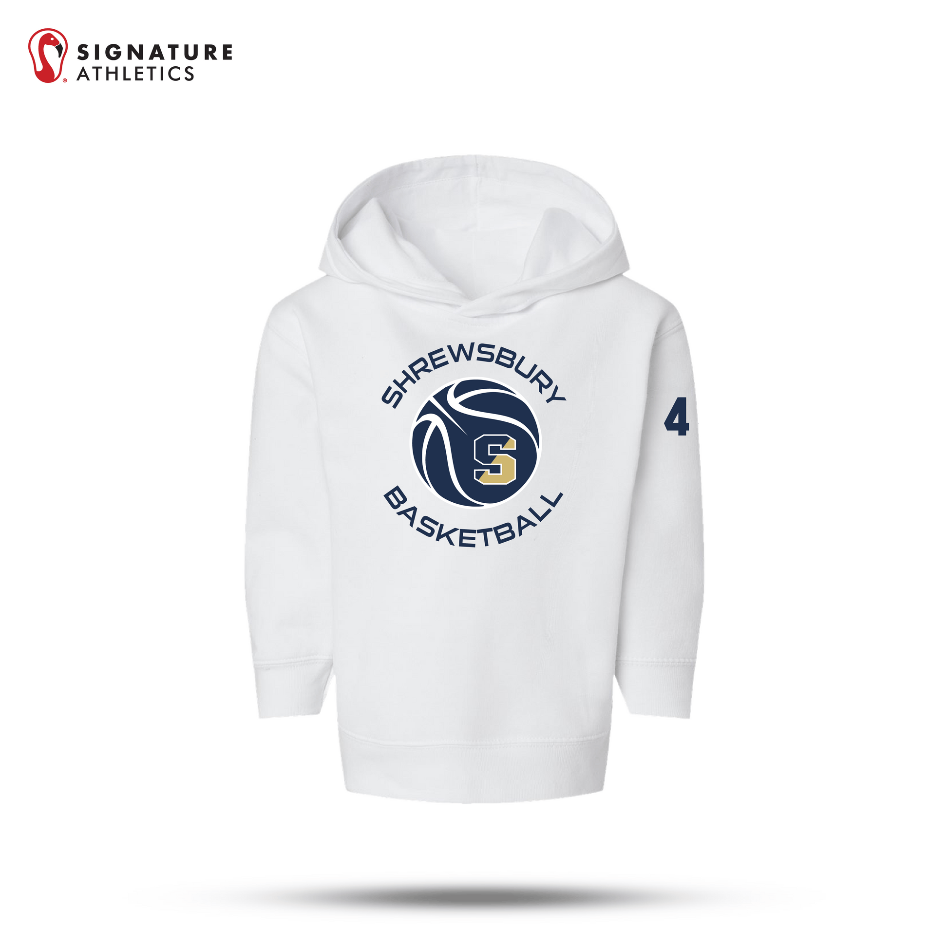 Shrewsbury Basketball Men's Rabbit Skins Toddler White Pullover Fleece Hoodie Number: Shrewsbury Basketball Signature Lacrosse
