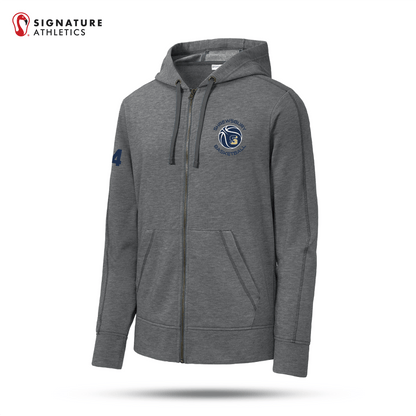 Shrewsbury Basketball Men's Sport-Tek PosiCharge Tri-Blend Wicking Fleece Dark Grey Heather Full-Zip Hooded Jacket Number Signature Lacrosse