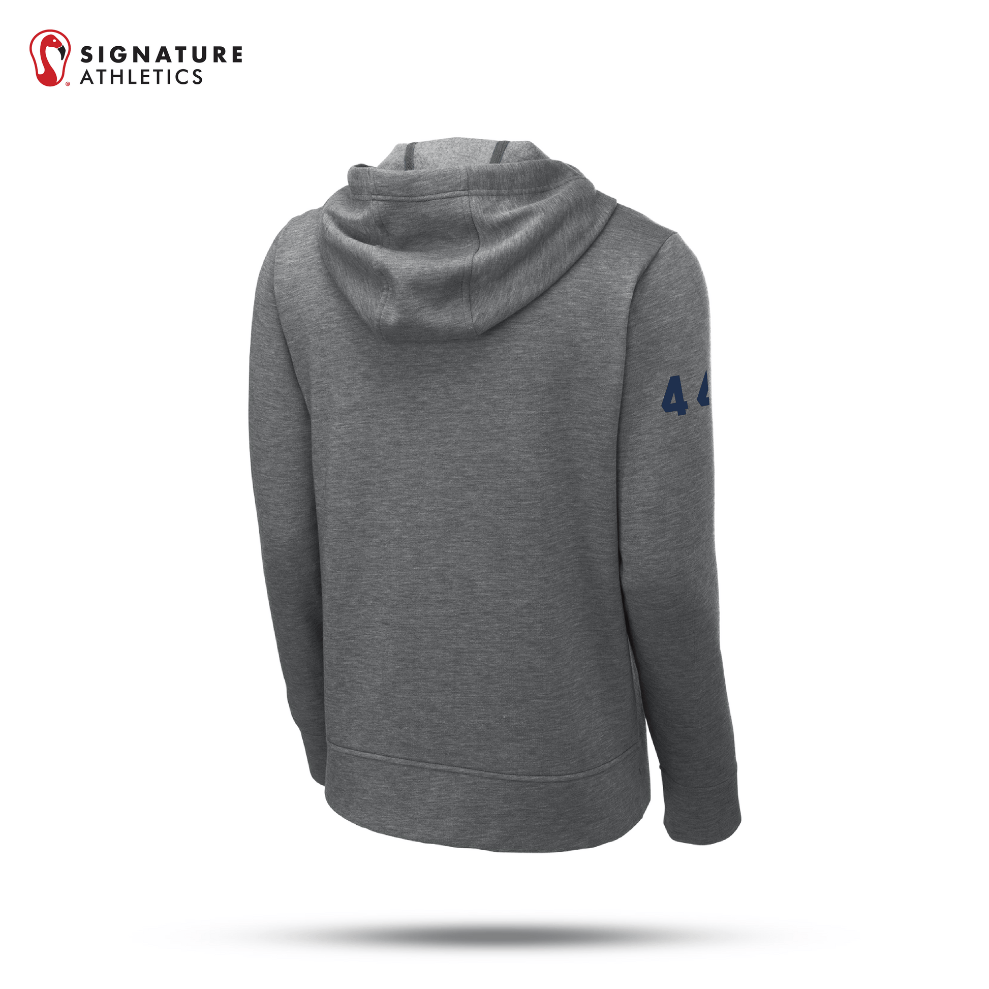 Shrewsbury Basketball Men's Sport-Tek PosiCharge Tri-Blend Wicking Fleece Dark Grey Heather Full-Zip Hooded Jacket Number Signature Lacrosse