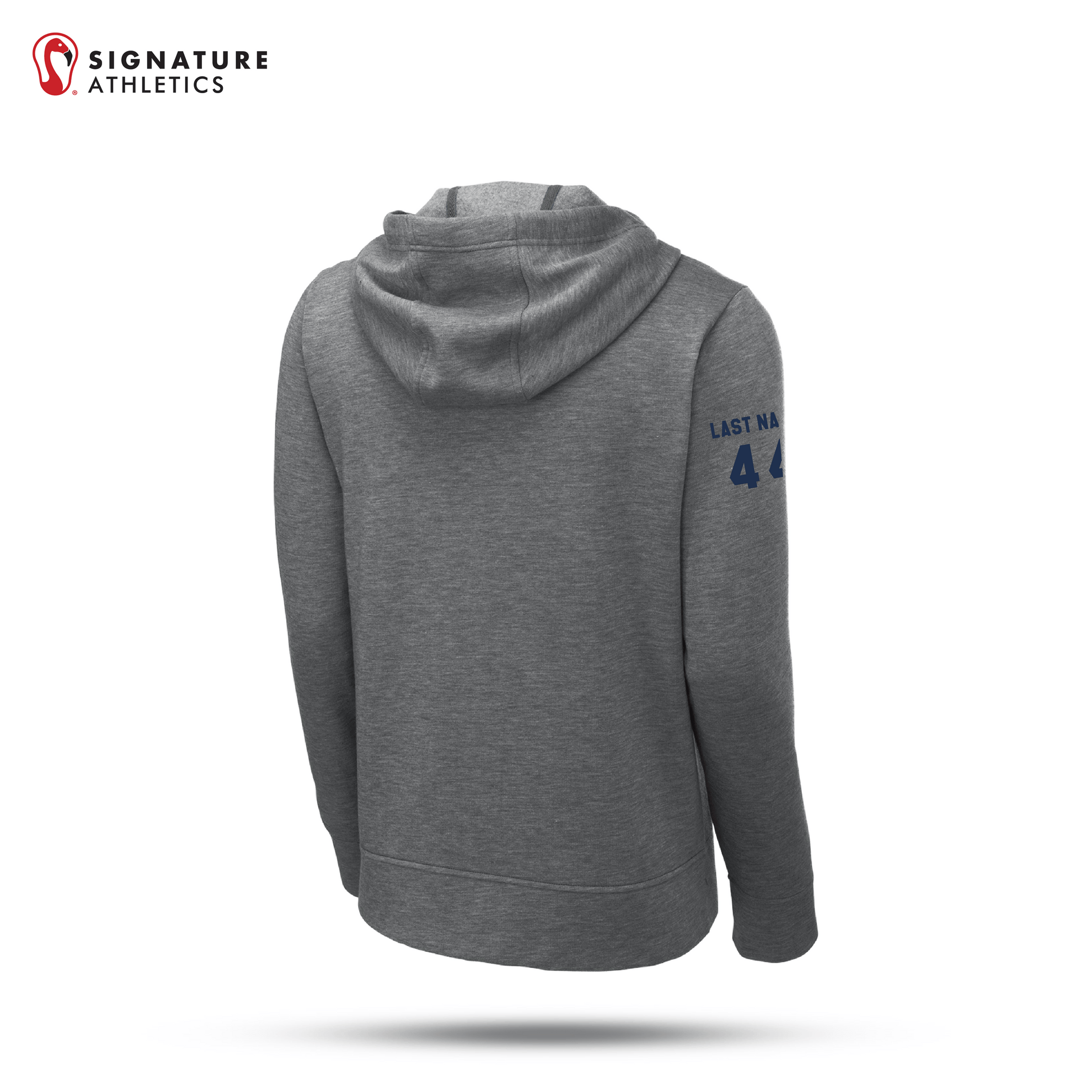 Shrewsbury Basketball Men's Sport-Tek PosiCharge Tri-Blend Wicking Fleece Dark Grey Heather Full-Zip Hooded Jacket Number and Name Signature Lacrosse