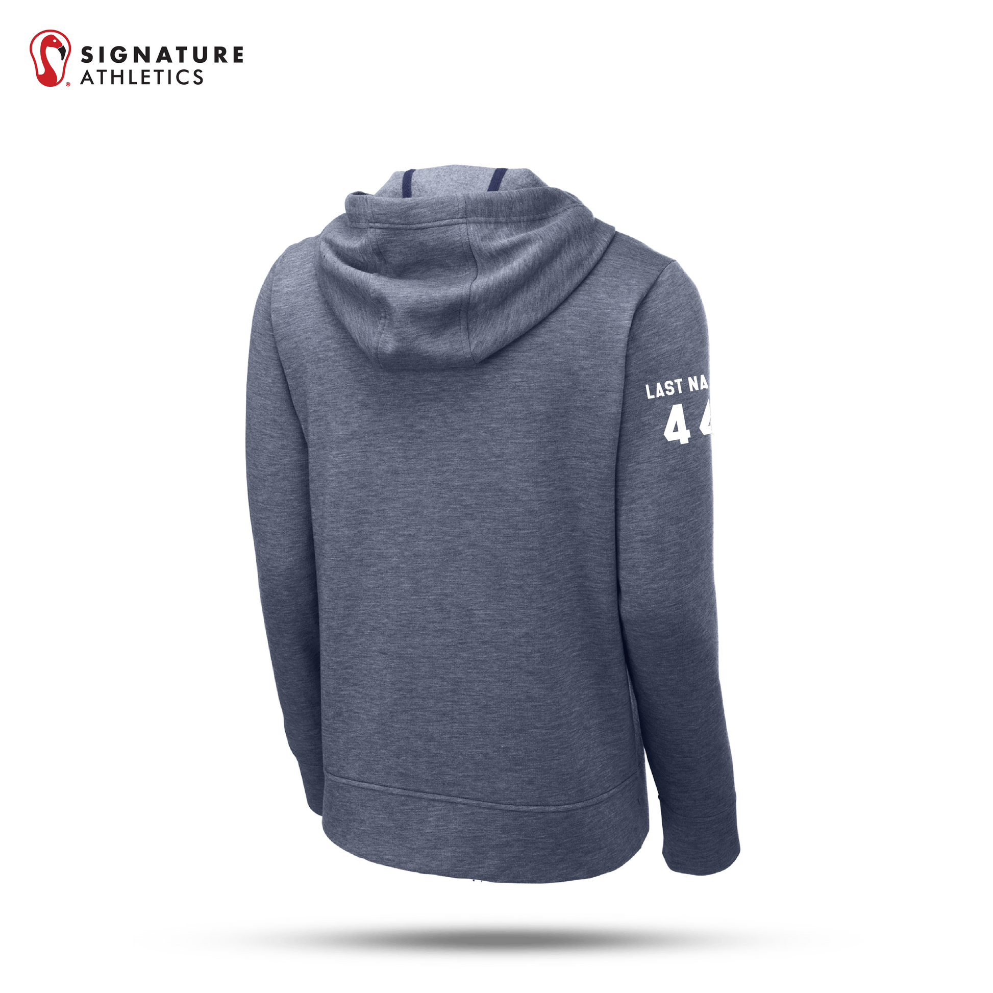Shrewsbury Basketball Men's Sport-Tek PosiCharge Tri-Blend Wicking Fleece True Navy Heather Full-Zip Hooded Jacket Number and Name Signature Lacrosse