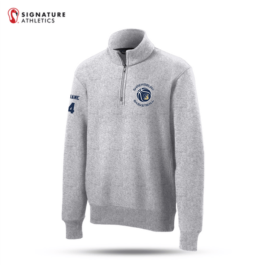Shrewsbury Basketball Men's Sport-Tek Super Heavyweight Q Zip Athletic Heather Pullover Sweatshirt Number and Name Signature Lacrosse