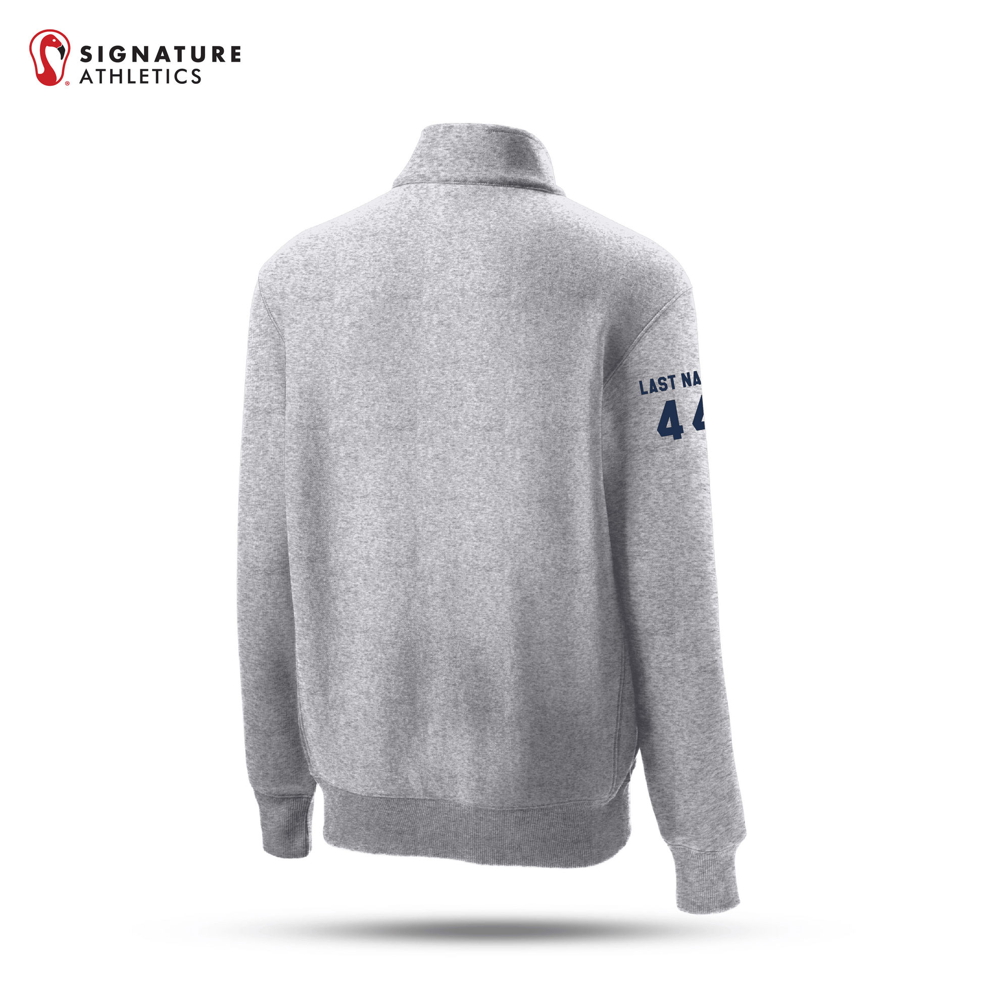 Shrewsbury Basketball Men's Sport-Tek Super Heavyweight Q Zip Athletic Heather Pullover Sweatshirt Number and Name Signature Lacrosse