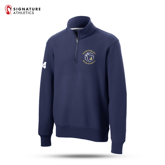 Shrewsbury Basketball Men's Sport-Tek Super Heavyweight Q Zip Navy Pullover Sweatshirt Number Signature Lacrosse