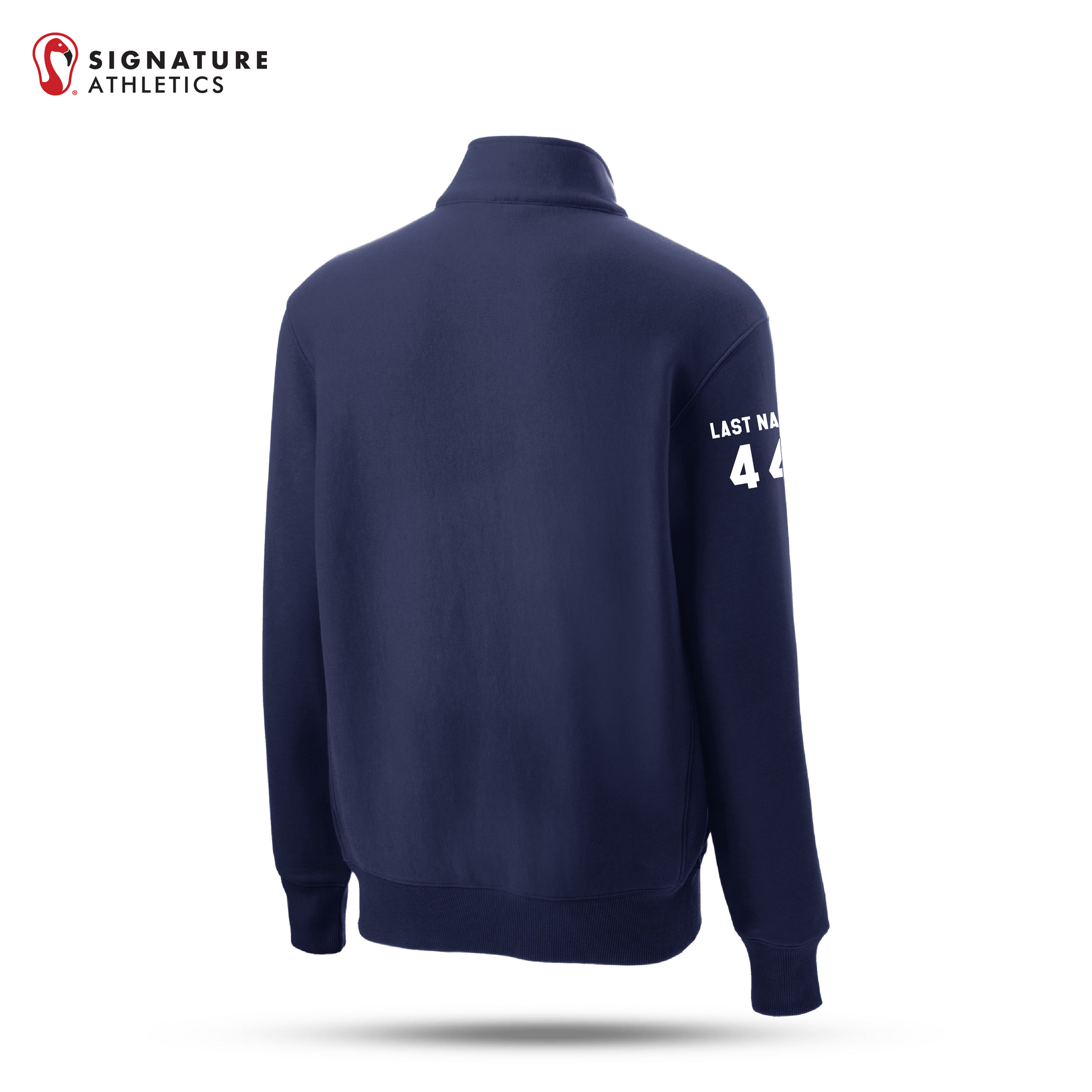 Shrewsbury Basketball Men's Sport-Tek Super Heavyweight Q Zip Navy Pullover Sweatshirt Number and Name Signature Lacrosse