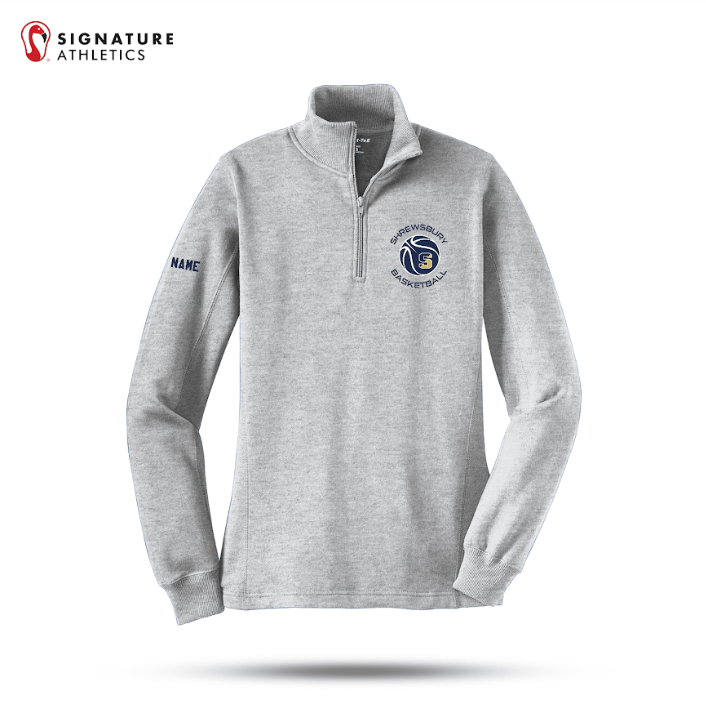 Shrewsbury Basketball Women's Sport-Tek Q Zip Athletic Heather Sweatshirt Name Signature Lacrosse