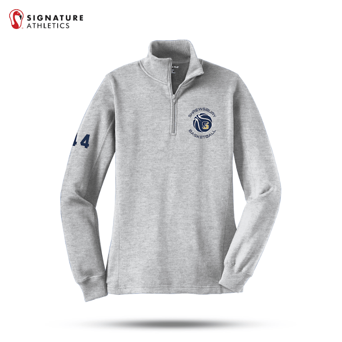 Shrewsbury Basketball Women's Sport-Tek Q Zip Athletic Heather Sweatshirt Number Signature Lacrosse