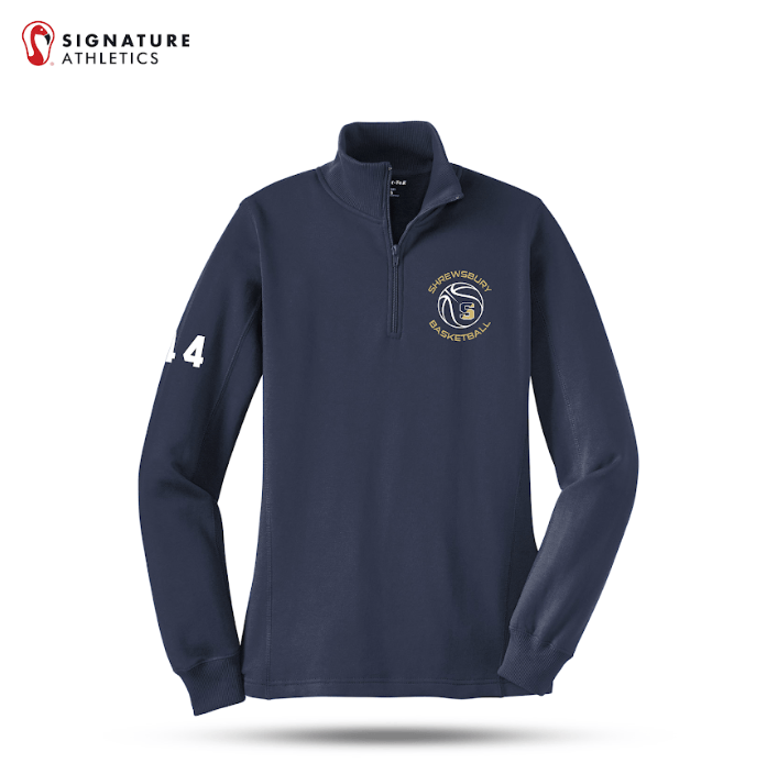 Shrewsbury Basketball Women's Sport-Tek Q Zip True Navy Sweatshirt Number Signature Lacrosse