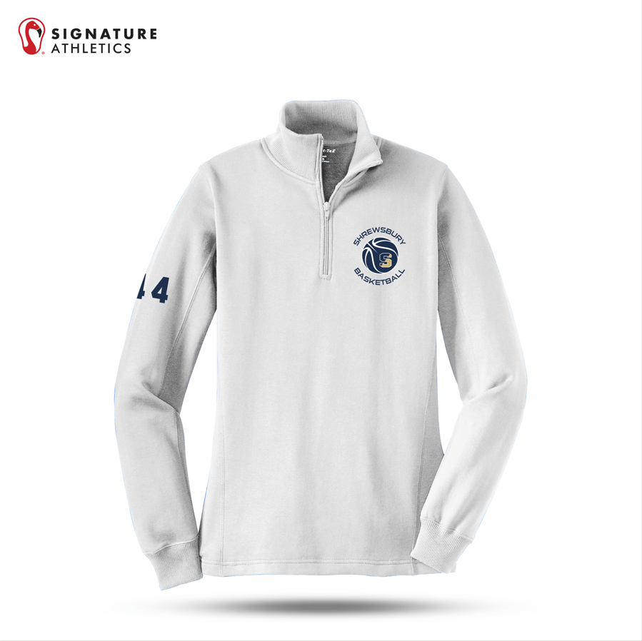 Shrewsbury Basketball Women's Sport-Tek Q Zip White Sweatshirt Number Signature Lacrosse