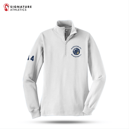 Shrewsbury Basketball Women's Sport-Tek Q Zip White Sweatshirt Number Signature Lacrosse