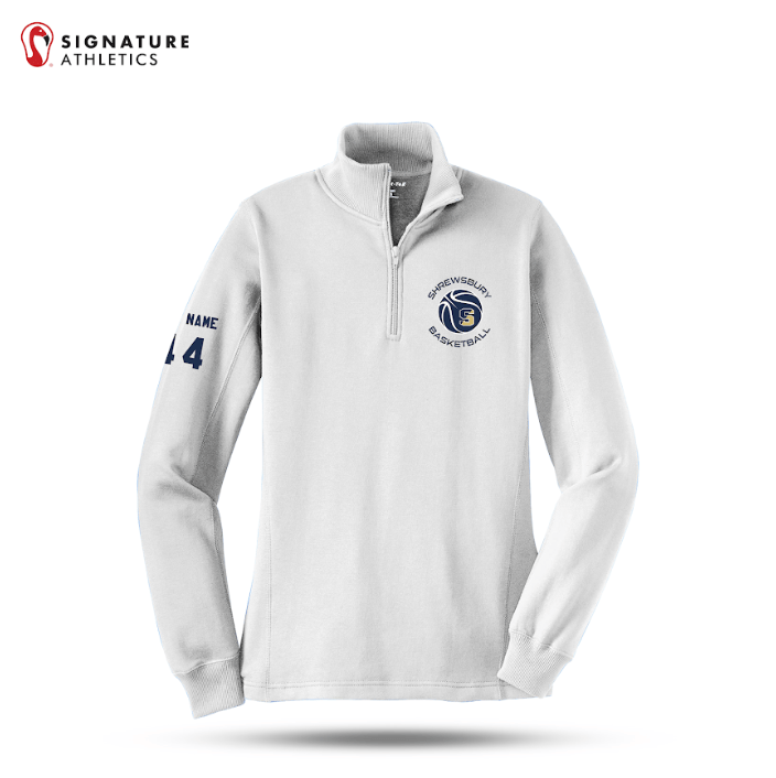 Shrewsbury Basketball Women's Sport-Tek Q Zip White Sweatshirt Number and Name Signature Lacrosse