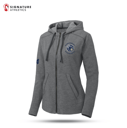 Shrewsbury Basketball Women's Sport-Tek Women's PosiCharge Dark Grey Heather Tri-Blend Wicking Fleece Full-Zip Hooded Jacket Number Signature Lacrosse