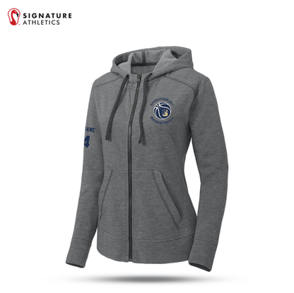 Shrewsbury Basketball Women's Sport-Tek Women's PosiCharge Dark Grey Heather Tri-Blend Wicking Fleece Full-Zip Hooded Jacket Number and Name Signature Lacrosse