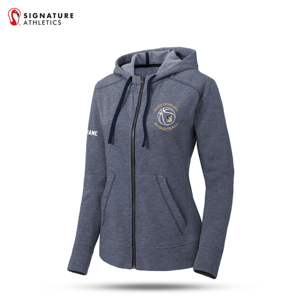 Shrewsbury Basketball Women's Sport-Tek Women's PosiCharge True Navy Heather Tri-Blend Wicking Fleece Full-Zip Hooded Jacket Name Signature Lacrosse