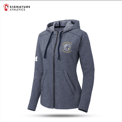 Shrewsbury Basketball Women's Sport-Tek Women's PosiCharge True Navy Heather Tri-Blend Wicking Fleece Full-Zip Hooded Jacket Number Signature Lacrosse