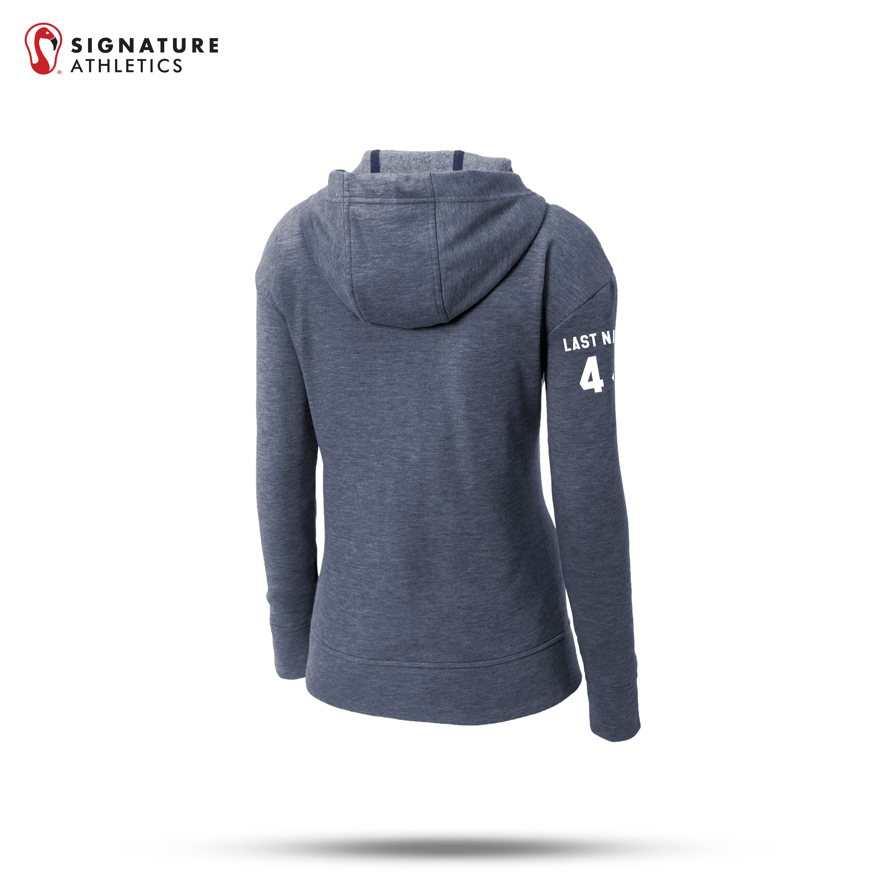 Shrewsbury Basketball Women's Sport-Tek Women's PosiCharge True Navy Heather Tri-Blend Wicking Fleece Full-Zip Hooded Jacket Number and Name Signature Lacrosse