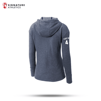 Shrewsbury Basketball Women's Sport-Tek Women's PosiCharge True Navy Heather Tri-Blend Wicking Fleece Full-Zip Hooded Jacket Number and Name Signature Lacrosse