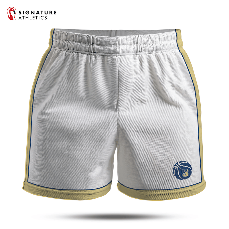 Shrewsbury Basketball Women's White Game Shorts: 6th C Signature Lacrosse