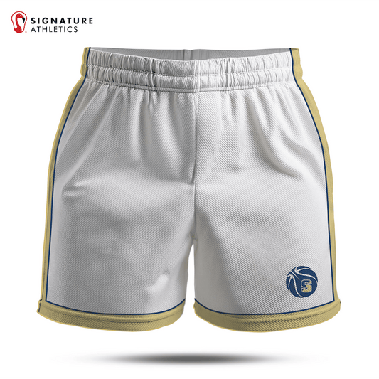 Shrewsbury Basketball Women's White Game Shorts: 6th C Signature Lacrosse