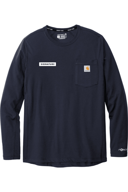 Signature HQ Men's Carhartt Force Long Sleeve Pocket T-Shirt Signature Lacrosse