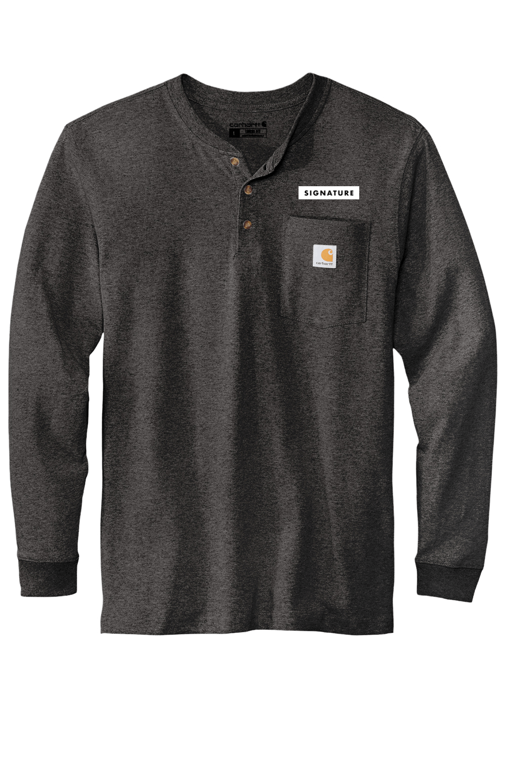 Signature HQ Men's Carhartt Long Sleeve Henley T-Shirt Signature Lacrosse
