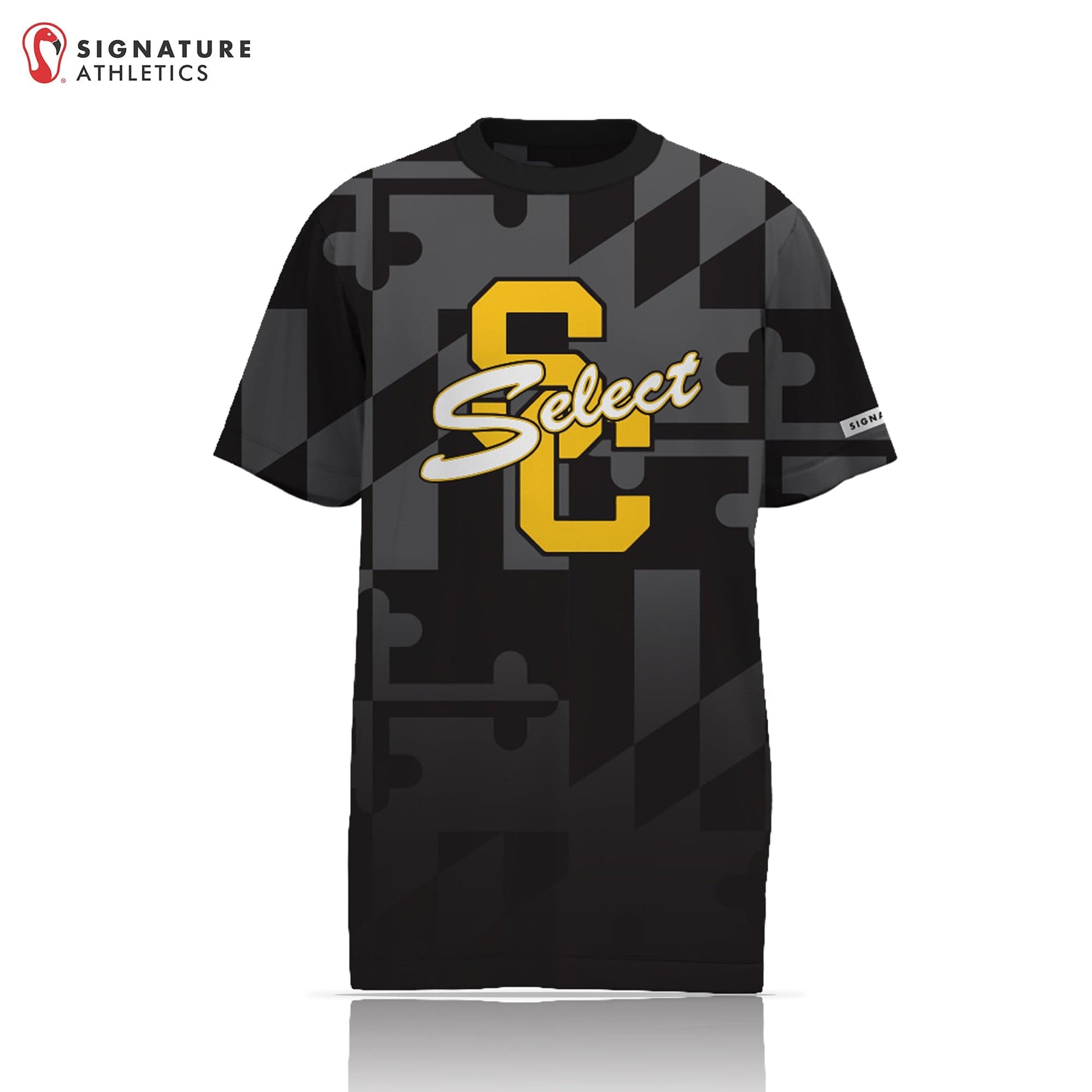 South Carroll Lacrosse Men's Black w/ Flag Short Sleeve Tech Tee: 2035 Signature Lacrosse