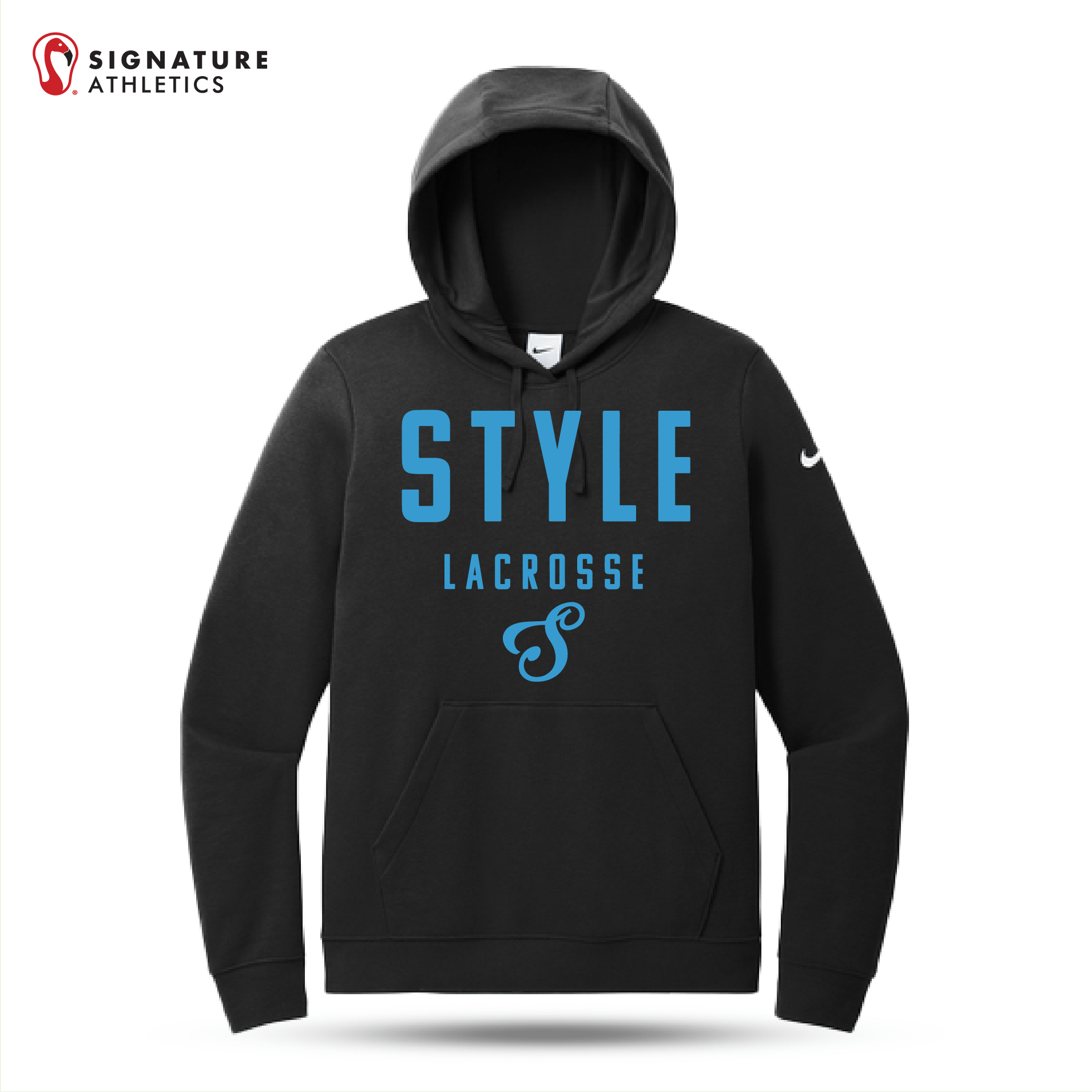 Style Lacrosse Women's Nike Women's Club Black Fleece Sleeve Swoosh Pullover Hoodie: Style Signature Lacrosse