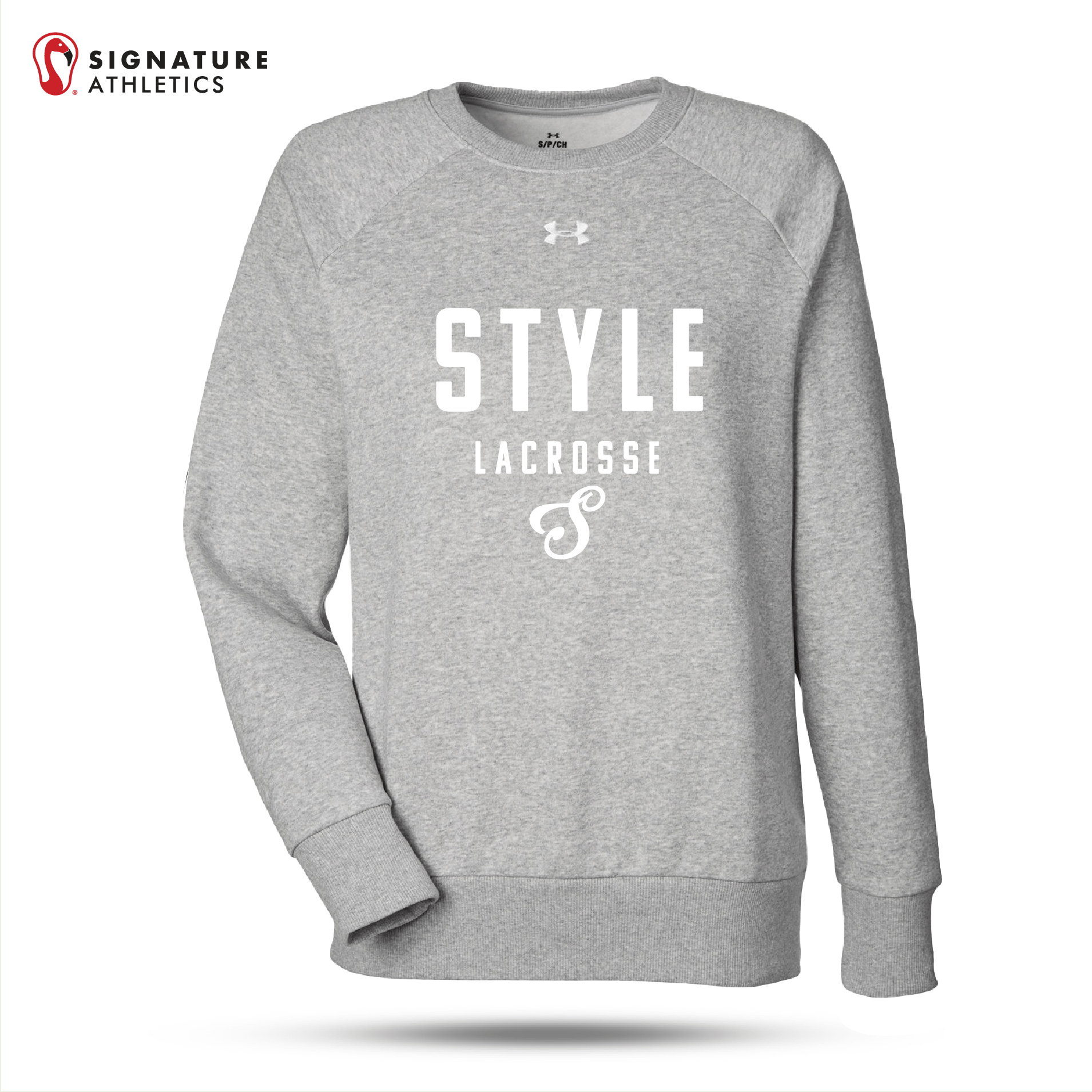 Style Lacrosse Women's UA Ladies' Rival Grey Fleece Sweatshirt: Style Signature Lacrosse