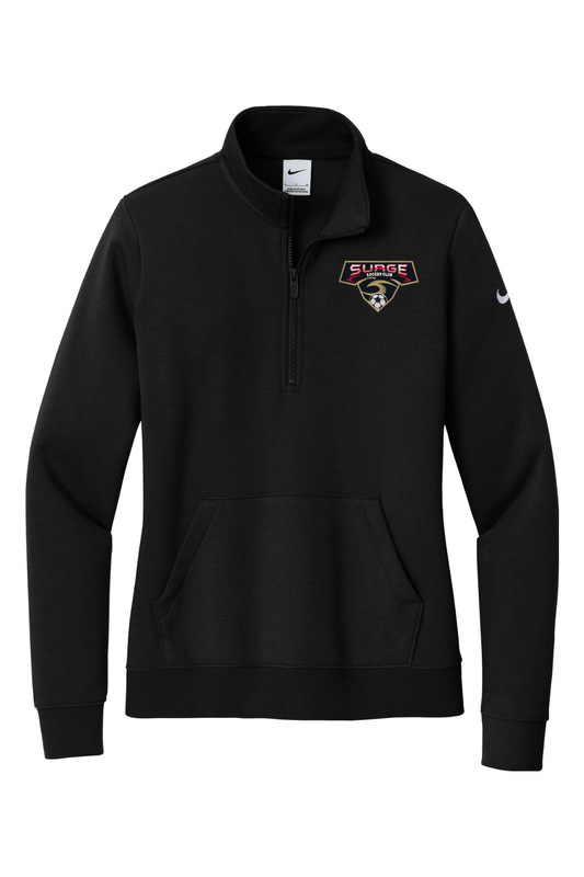 Surge Soccer Embroidered Nike Ladies Club Fleece Sleeve Swoosh 1/2-Zip Signature Lacrosse