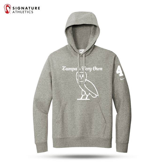 Tampa's Very Own Men's Nike Club Fleece Sleeve Swoosh Gray Pullover Hoodie Signature Lacrosse