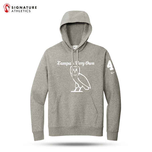Tampa's Very Own Men's Nike Club Fleece Sleeve Swoosh Gray Pullover Hoodie Signature Lacrosse
