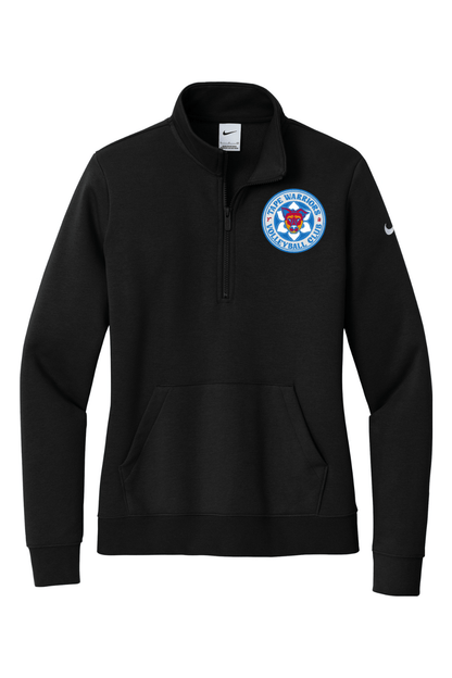 Tape Warriors Embroidered Nike Ladies Club Fleece Sleeve Swoosh 1/2-Zip Signature Lacrosse