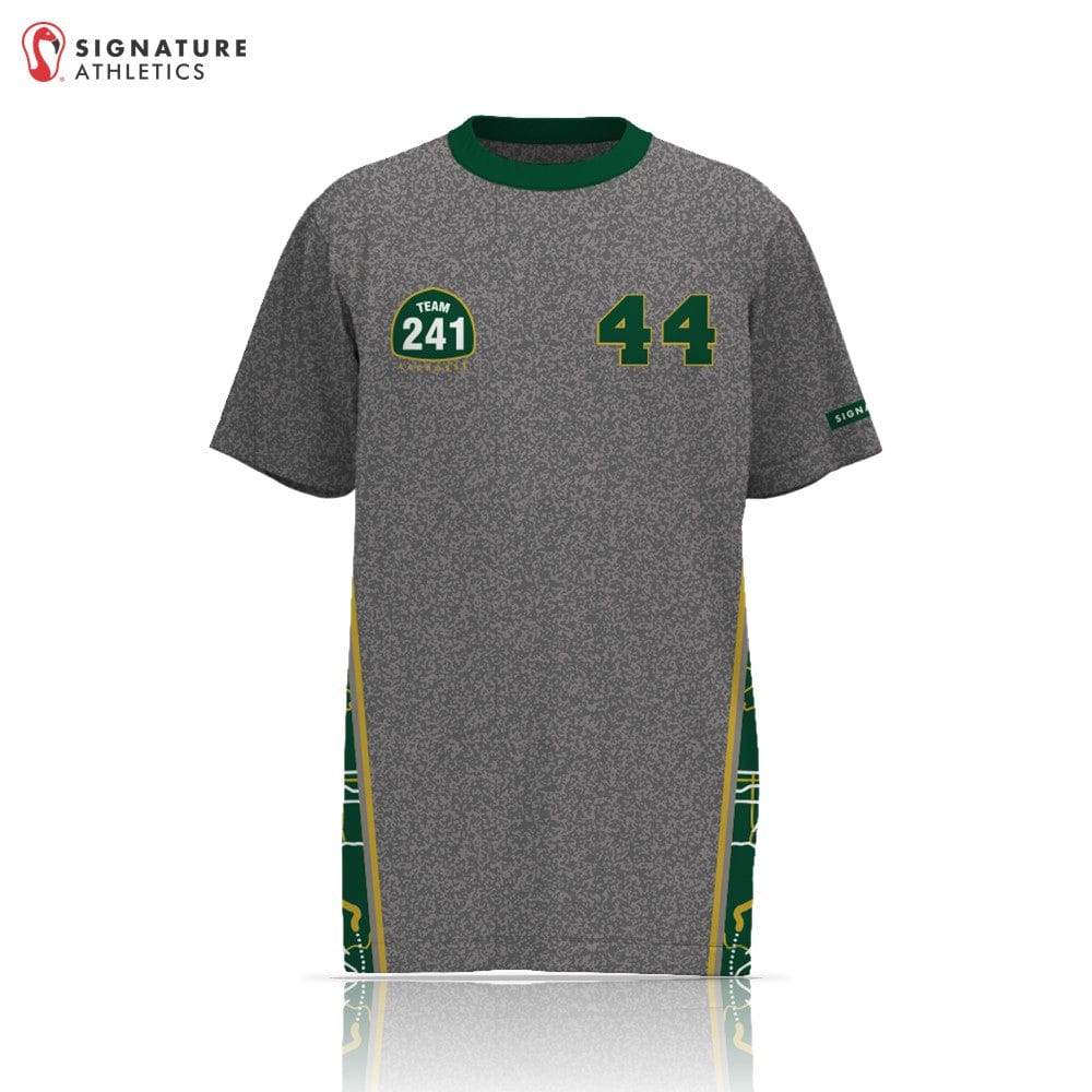 Team 241 Lacrosse  Men's Player Short Sleeve Tech Tee - Grey & Custom Number: Team 241 Lacrosse Signature Lacrosse