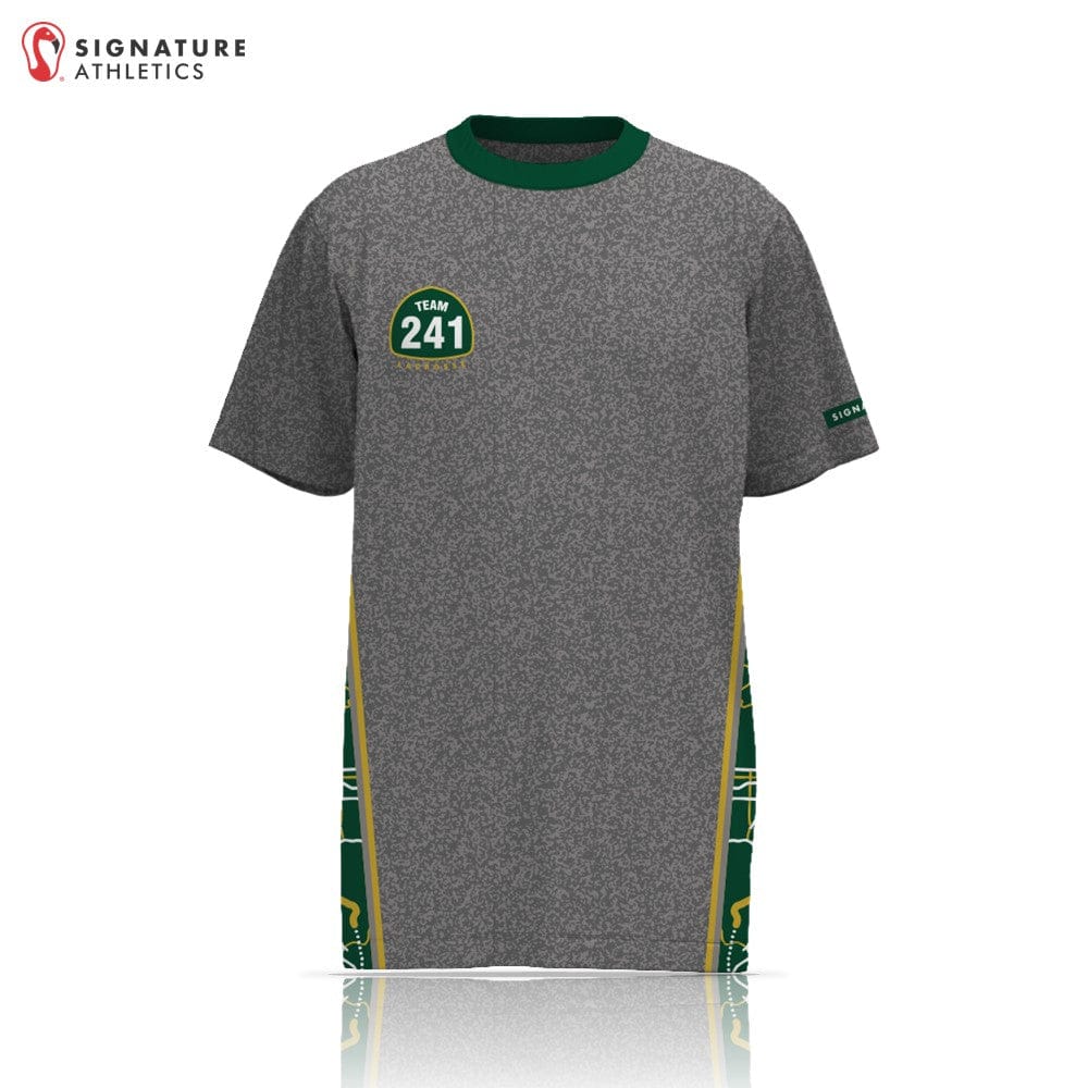 Team 241 Lacrosse  Men's Player Short Sleeve Tech Tee - Grey Left Chest Logo: Team 241 Lacrosse Signature Lacrosse