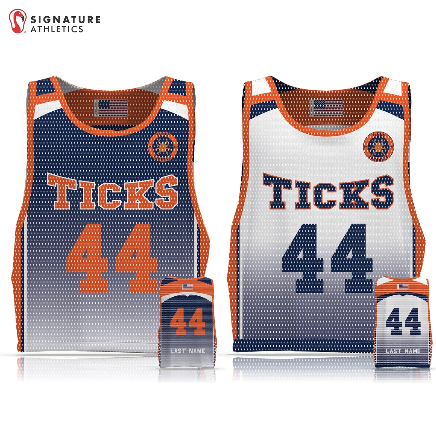 Ticks Lacrosse Men's Basic Reversible Pinnie: Ticks Lacrosse Signature Lacrosse