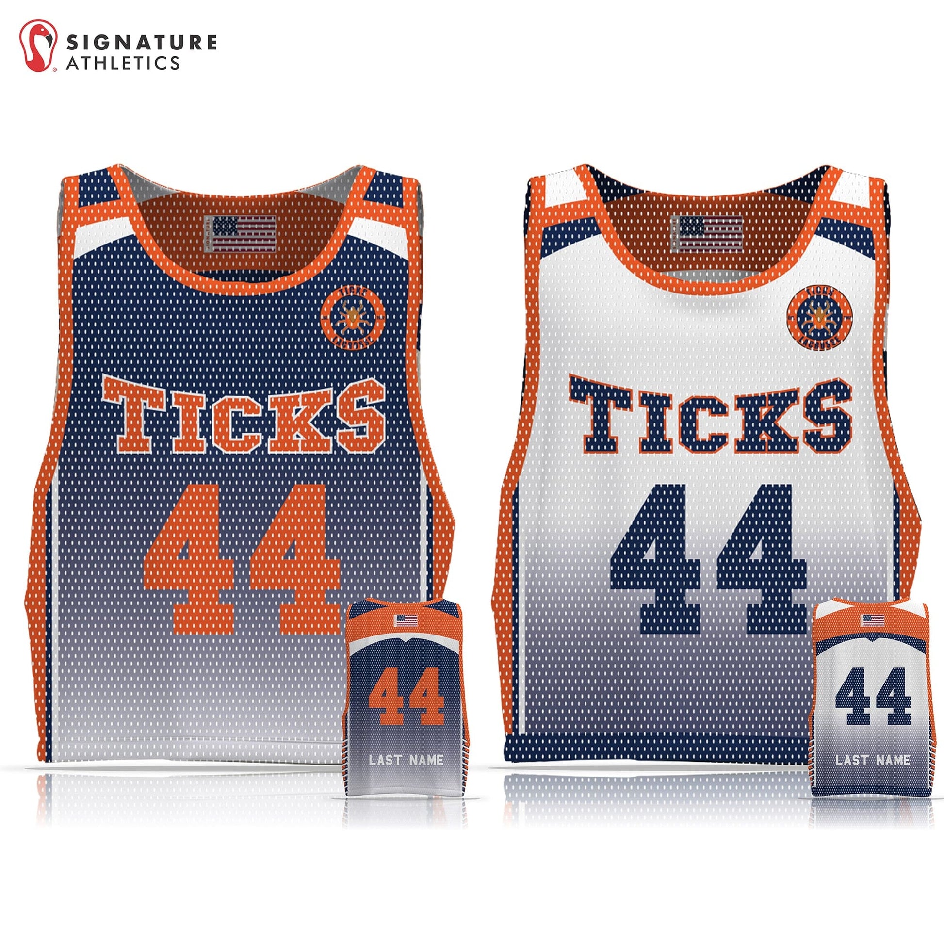 Ticks Lacrosse Men's Basic Reversible Pinnie: Ticks Lacrosse Signature Lacrosse