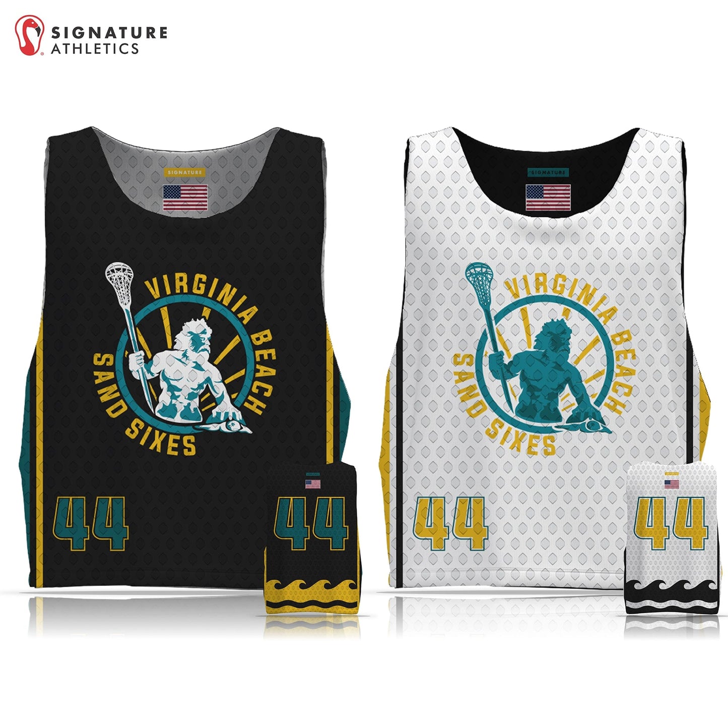 Tidewater Predators Men's Black Basic Reversible Pinnie: Virginia Beach Sand Sixes Signature Lacrosse