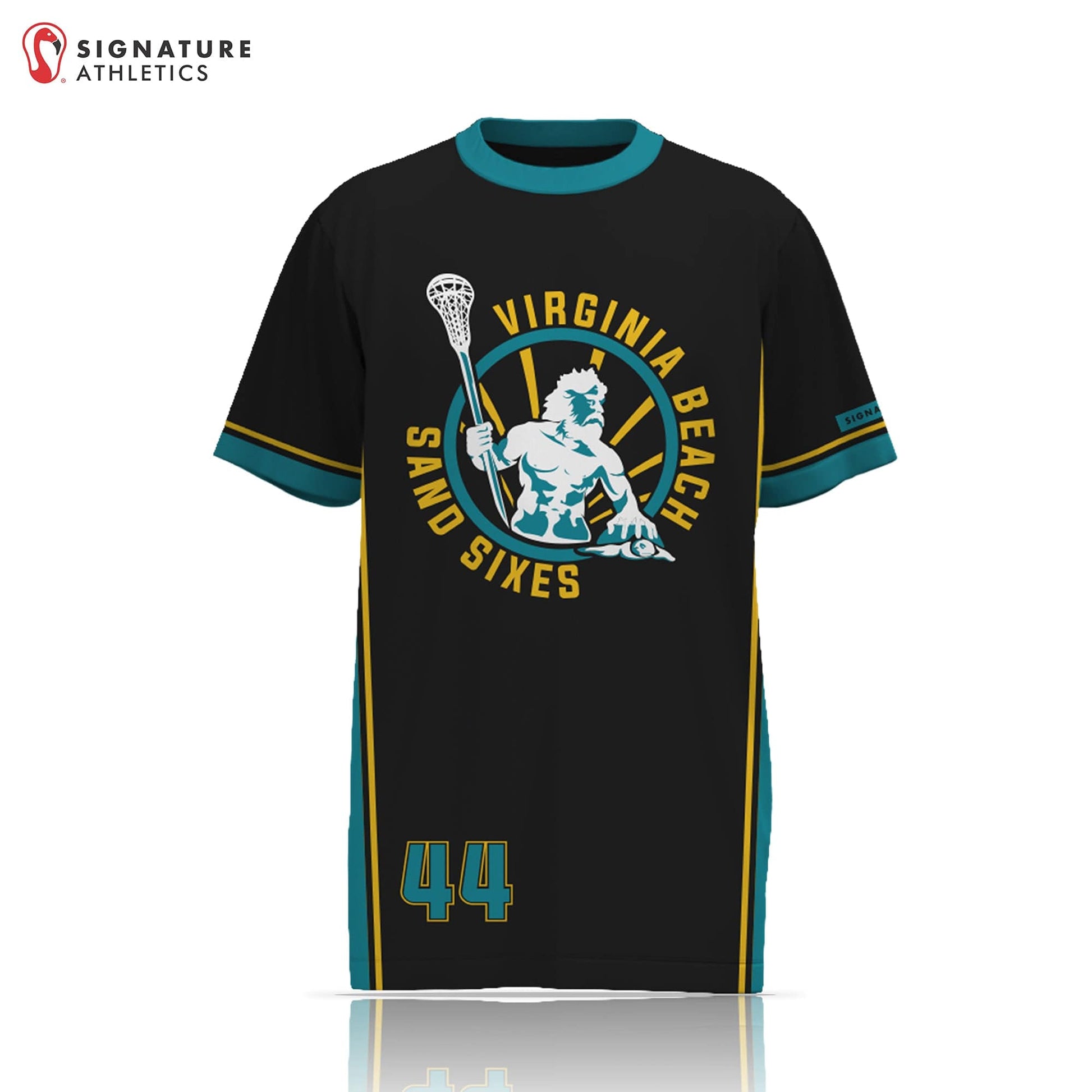 Tidewater Predators Men's Black Short Sleeve Tech Tee: Virginia Beach Sand Sixes Signature Lacrosse