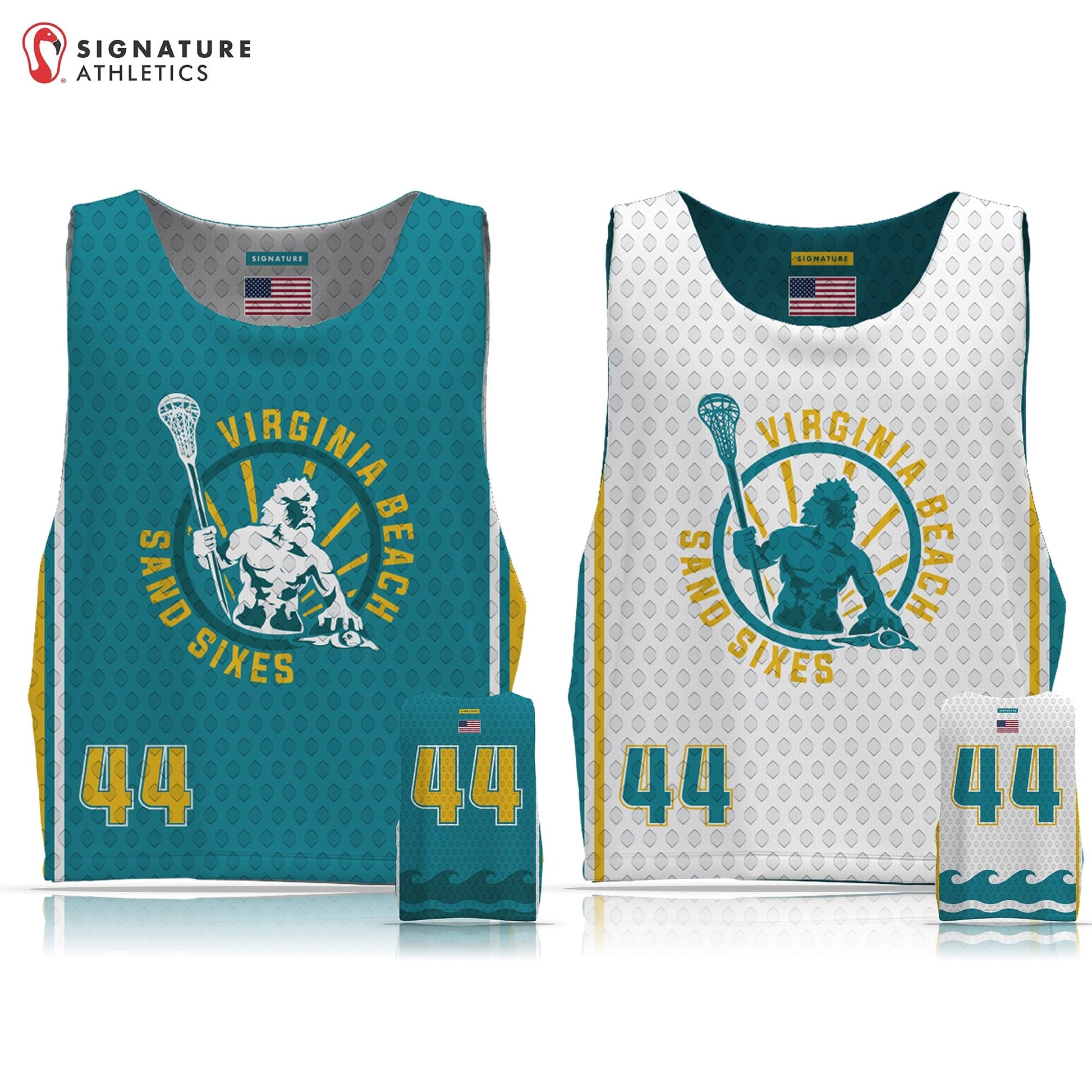 Tidewater Predators Men's Light Blue Basic Reversible Pinnie: Virginia Beach Sand Sixes Signature Lacrosse